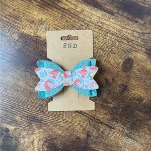 Handcrafted! Kids Glitter Mermaid Bow Hair Clip - Teal